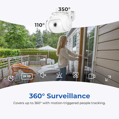 IMILAB Wired Security Camera Outdoor: 2K WiFi/LAN Camera with Spotlight, 360° PTZ Surveillance, Color Night Vision, Auto Deterrence, Weatherproof, 7/24 Local Recording, No Monthly Fee