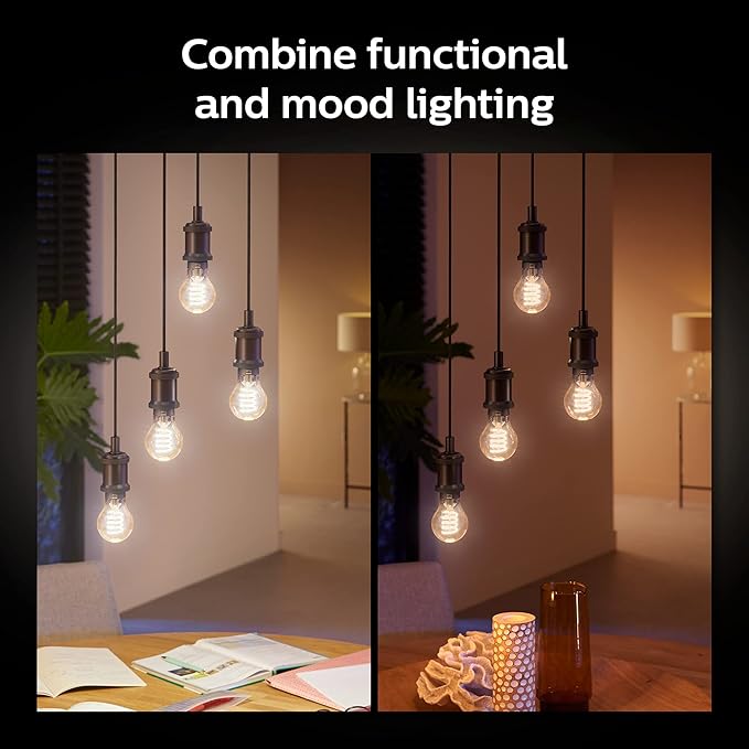 Philips Hue Smart 40W A19 Filament LED Bulb - White Ambiance Warm-to-Cool White Light - 2 Pack - 550LM - E26 - Indoor - Control with Hue App - Works with Alexa, Google Assistant and Apple Homekit