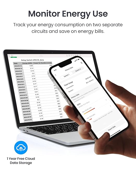 SwitchBot Smart Relay Switch 2PM, Power Metering, Dual Light Control, Built-in Bluetooth Repeater, Wi-Fi&Bluetooth Switch Compatible w/Alexa/Apple Home/Google Home/Matter Hub Required, 2.4GHz