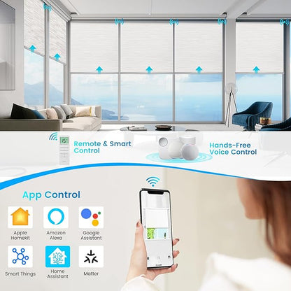 Motorized 100% Blackout Roller Shades – Custom Smart Blinds with Remote Control, Rechargeable Battery or Plug-in Motor, Tuya WiFi Optional, Home & Office Automatic Window Shades (Beige Yellow/CH9421)