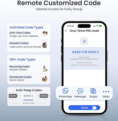 Veise VE027 Built-in Wi-Fi Smart Lock, Fingerprint Keyless Entry Front Door Lock, App Remote & Voice Control, No Hub Needed, Touchscreen Keypad Deadbolt, IP65 Waterproof, BHMA Grade 3, Satin Nickel