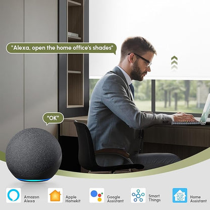 FineTell Motorized Blinds with Remote, 100% Blackout Roller Shades Compatible with Alexa,Apple Homekit,Google Home APP and Voice Control, Customized Electric Blinds (100% Blackout Vinyl White)