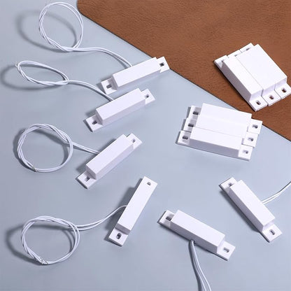 6 Sets Magnetic Reed Switch MC-32 NC Surface Mount Wired Security Door Window Alarm Door Window Contact Sensor for Home Security Burglar Alarm Systems (White)
