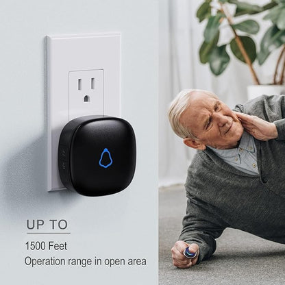 Caregiver Pager, Wireless Call Button for Seniors/Elderly at Home, 3 SOS Buttons + 2 Receivers Medical Life Alert System, Emergency Panic Call Bell, Nurse Calling & Patient Assistance Alarm