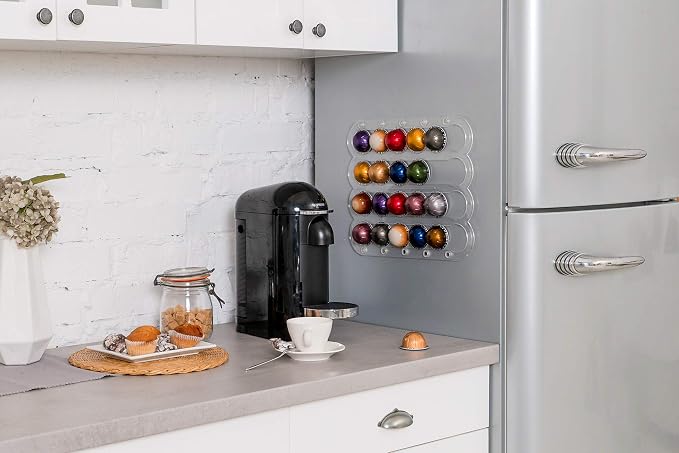 Demi's Home Magnetic Coffee Pod Holder for Nespresso Vertuo Capsules - Suitable to be Mounted on the Fridge (Transparent)