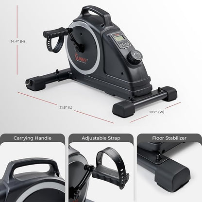 Sunny Health & Fitness 2-in-1 Smart Magnetic Pedal Exerciser, Compact Indoor Under-Desk Mini Exercise Bike for Full Body Cardio Workout and Physical Therapy, Free SunnyFit Training App Connection
