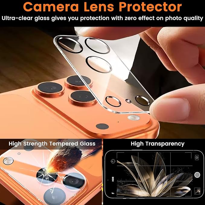 Lesakit 4 Pack Privacy Screen Protector for iPhone 17 Pro 6.3-Inch with 4 Pack Camera Lens Protector, Anti Spy Tempered Glass Film 9H Hardness Bubble Free Case Friendly