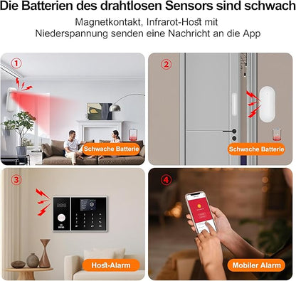 XUK Smart Home Security System,4G/GSM &WiFi Wireless Alarm Kit with Door/Window Sensors,PIR Motion Detectors,App Remote Control,Compatible with Alexa &Google Home,Easy Installation(13pcs Set)