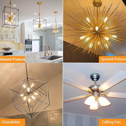 T6 E12 Candelabra Bulb LED, 6 Pack Dimmable Flicker-Free E12 LED Bulb 40w Equl 4W, 2700K Warm White Candelabra Light Bulbs T6/T25 Long Lasting E 12 Edison Light Bulbs for Chandeliers, Pendant