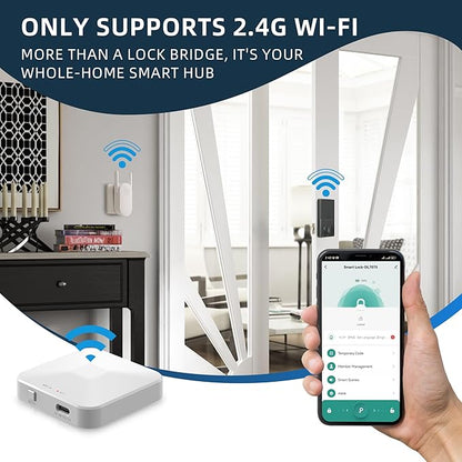 TUYA Smart Lock WiFi Gateway, G2 Gateway for Smart Door Lock, Easy Install Remote Keyless Entry, Zigbee Hub & Bluetooth to WiFi Bridge for Tuya Devices