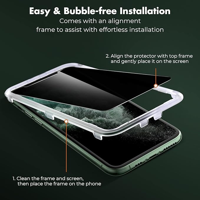 UNBREAKcable 2 Pack Privacy Screen Protector for iPhone 11 Pro Max/Xs Max, Shatterproof Tempered Glass [True 28°Anti Spy] [9H Hardness] [Easy Installation] Protector for Apple 6.5"