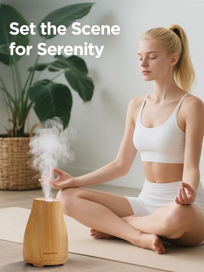 InnoGear Essential Oil Diffuser, Ultrasonic Diffusers for Home Aromatherapy Humidifier for Mother's Gift Bedroom Room 7 Colors LED 2 Mist Mode Auto Off, Yellow