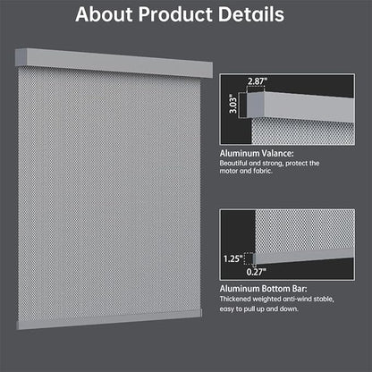 Motorized Solar Shades, Light Filtering Smart Blinds for Windows Automatic Blinds Compatible with Alexa, Falme Resistant Roller Shades Customized for Office Living Room (5% Openness Sliver)