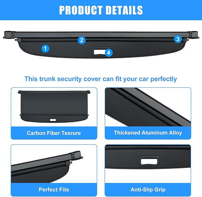 AUXKO Retractable Cargo Cover for BMW X5 2025-2019, Trunk Cargo Cover Luggage Security Shade Cover for 2025 2024 BMW X5 Accessories Shielding Shade Anti-Peeping Luggage Privacy Screen, Carbon Fiber