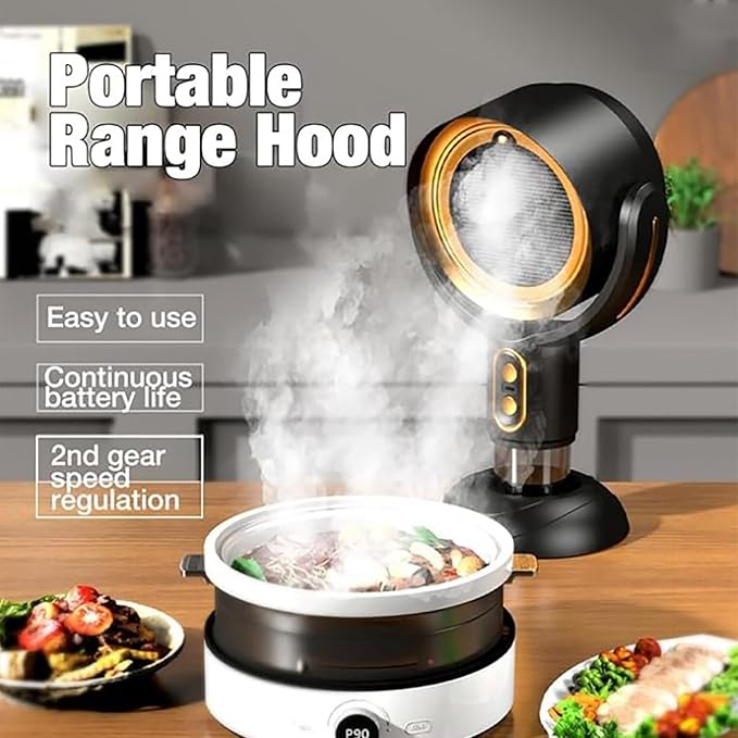 Portable Smoke Fan for Smoking Indoors, Rechargeable Smoke Eliminator for Home Smoking, Air Purifier with Removable Filter, Household Desktop Range Hood for Cooking (Purple, Plug-in)