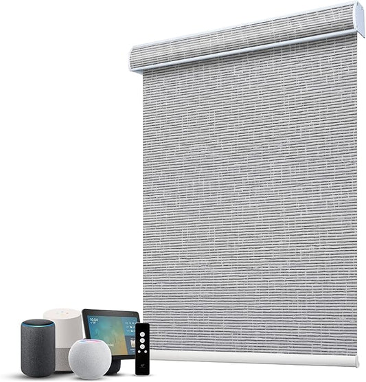 SmartWings Motorized 100% Blackout Shades Blinds, Custom Size, Cordless Window Shades with Rechargeable Battery, Work with Matter/Apple HomeKit, Alexa, Thread/Zigbee, Remote Optional, Safar Rock Grey