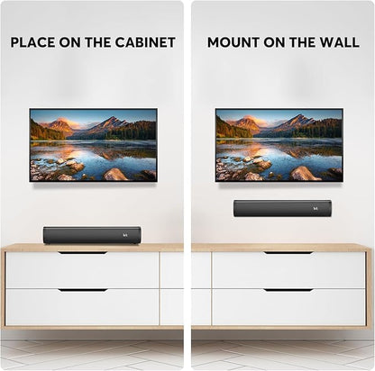2.1 Sound Bars for TV, Built-in Subwoofer, 6 Levels Voice Enhancement, 16 Inches TV Soundbar Speakers with Bluetooth 5.3/Optical/AUX/USB Connection, Wall Mount, 3 EQ Modes, S100