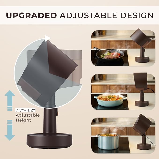 GLENCREAG Portable Range Hood, Portable Kitchen Exhaust Fan with 3 Speeds, Desktop Range Hood with 30°–180° Adjustable Angle, Dual Filtration, Low Noise for Indoor BBQ, Hot Pot, RV