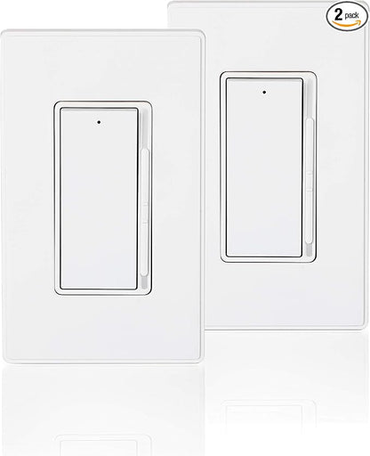 Coby Slide Dimmer Switch for 300W Dimmable LED/CFL and 600W Incandescent/Halogen Light Lamp Bulbs, Single Pole or 3-Way, Rocker Paddle w/Wall Plate, UL Listed, Pack of 2