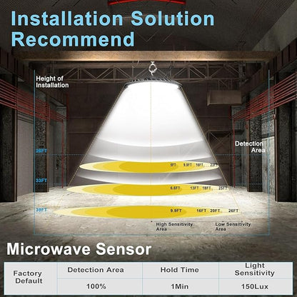 Lightdot 400W Smart High Bay LED Lights 60000LM UFO Lights with Controller (Supports Normal Mode & Motion Sensor Mode) ETL-Listed Plug and Play for 30-50FT Height Warehouse-4Pack (6Yrs Warranty)