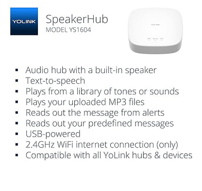YoLink LoRa Smart Door Sensor Starter Kit: SpeakerHub Audio Hub & (3) Door Sensors - Up to 1/4 Mile Open-Air Range, Door Left-Open Reminders, up to 5 Year Battery Life, Alexa, IFTTT, Home Assistant
