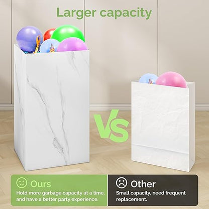 Magicheap 4 Pack Extra Large Disposable Trash Cans, Reusable Portable Garbage Can, 13 Gallon (21.6" H x 13.5" W x 10" D), Extra Thick Recycled Cardboard Portable Garbage Can and Recycling Bins,Marble