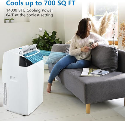 GAOMON 14000 BTU Portable Air Conditioners With Remote Control,3-In-1 Free Standing Cooling AC Unit With Fan & Dehumidifier,Smart/Sleep Mode,3 Speed,Auto Swing,24H Timer,White Lid