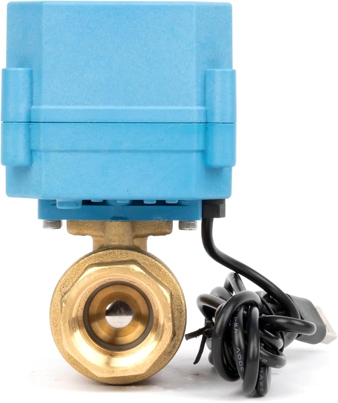 U.S. Solid WiFi Smart Motorized Ball Valve 3/4 inch NPT for Water Control & Irrigation, 2 Way Brass Electric Valve, USB Powered, LED Status Indicator, Flow Direction Window, Remote On/Off Control