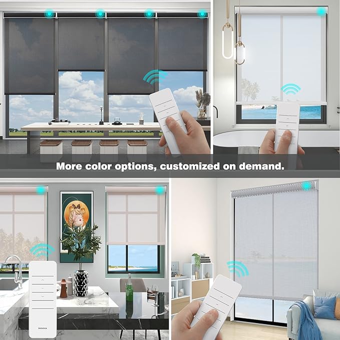 Motorized Cellular Blinds with Remote Control for Windows Custom, Motor Honeycomb Shade Customized Size Cordless, Electric Accordion Shades with Valance Cordless Privacy for Home, JZCMD-CET-BG-B