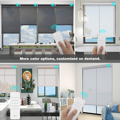 Motorized Cellular Blinds with Remote Control for Windows Custom, Motor Honeycomb Shade Customized Size Cordless, Electric Accordion Shades with Valance Cordless Privacy for Home, JZCMD-CET-BG-B