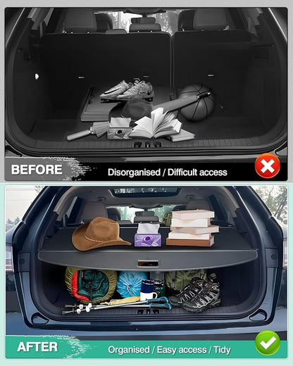 Powerty Retractable Cargo Cover for 2024-2026 Lincoln Nautilus-Canvas Texture Trunk Cover Privacy Screen Rear Security Shade for Nautilus Accessories