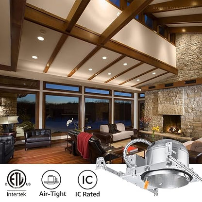 TORCHSTAR 8-Pack 6 Inch Shallow New Construction Recessed Lighting Housing, IC Rated & Air Tight Ceiling LED Downlight Can with J-Box, ETL Listed Slim/Narrow Can Light Housing, TP24 Connector