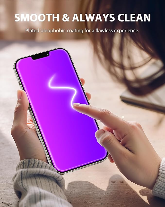 PAPIKISS Compatible for iPhone 13/iPhone 14/iPhone 13 Pro Privacy Screen Protector 6.1 inch Display, Gradient Colorful Anti Spy Blue Light HD Tempered Glass Easy Installation