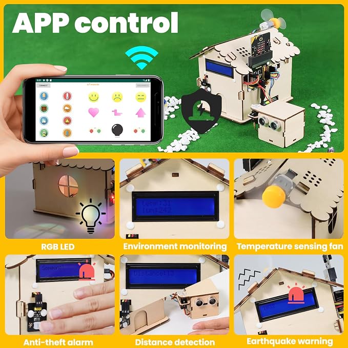 KEYESTUDIO Smart House Kit for Micro:bit V2(not Included), DIY Microbit Home Automation Educational STEM Kit for Beginners 15+