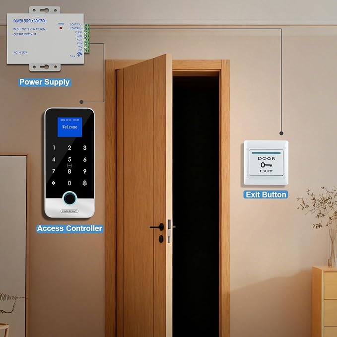 Waterproof Smart Home Security Systems Fingerprint,Password,Tuya Remote Unlock,IC Keychain Multiple Methods，with Door Switch,Power Supply DC 12V,(Electric Lock)