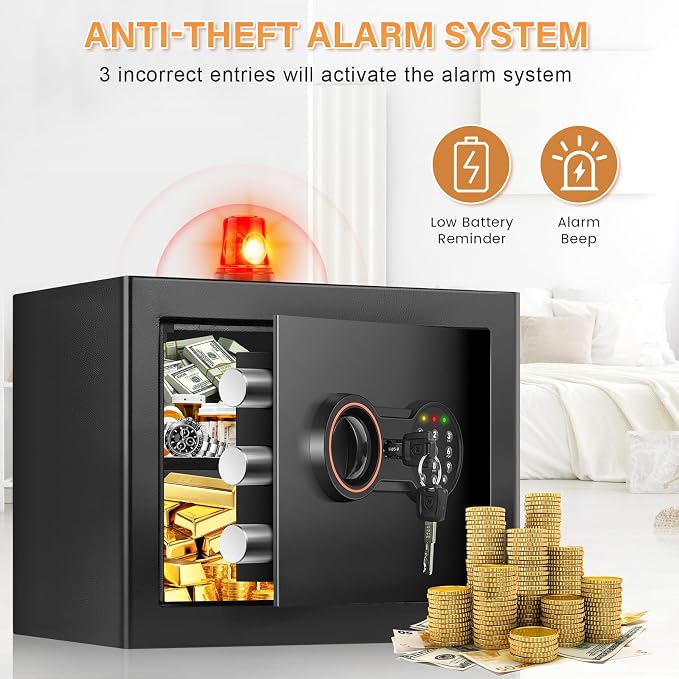 BUKUMO Small Safe for Home, Mini Safe Box for College Dorm Room