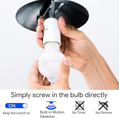Energetic Motion Sensor Light Bulb, 60 Watt Equivalent (8.5W), Indoor/Outdoor Automatic Activated by Motion, A19, E26, 5000K Dusk to Dawn Security Bulbs for Entrance, Porch, Stairs, Hallway, 2 Pack