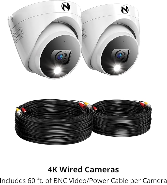 Night Owl Add On Wired 4K HD Indoor/Outdoor Deterrence Dome Cameras with 2-Way Audio (2 Pack)