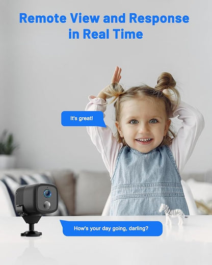 UCOCARE 2K Security Camera Indoor Wireless with 5200mAh Larger Battery, Mini Security Camera for Home Security, HD Portable Camera WiFi, 160° Wide View, Smart Motion Detection, 33ft Night Vision