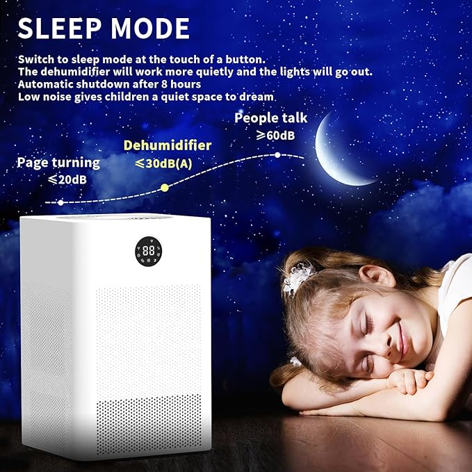 HD022 Rotary Dehumidifier for Bedroom Ultra Quiet Small Portable Air Purifier with Dehumidifiers for Basement Home Bathroom RV Dehumidifiers with Washable Filter Humidity Display Timer Mode