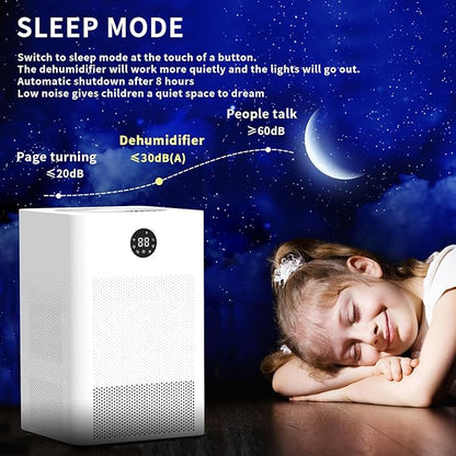 HD022 Rotary Dehumidifier for Bedroom Ultra Quiet Small Portable Air Purifier with Dehumidifiers for Basement Home Bathroom RV Dehumidifiers with Washable Filter Humidity Display Timer Mode