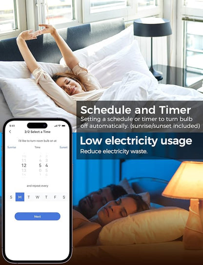 Refoss Smart Bulbs Works with Apple HomeKit, Color Changing Smart Light Bulbs Compatible with Siri, Alexa and Google Home, A19 LED Bulb, E26 Fitting, 2700K-6500K Dimmable, 9W 810 Lumens, 4 Pack