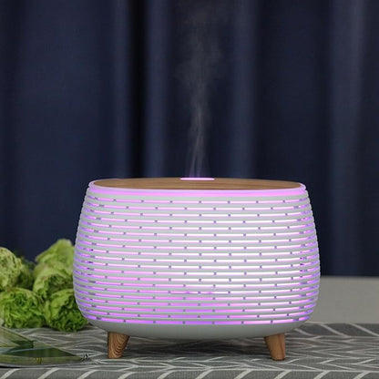 2-in-1 BT Speaker & Ultrasonic Essential Oil Diffuser,Aromatherapy Diffuser Cool Mist Humidifier with 7 Colors Lights for Large Room Home Office,400ml(White+Wooden Grain)