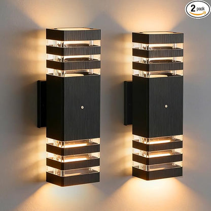 CANMEIJIA Dusk to Dawn Outdoor Sconce Lights 2 Packs,GU10 3000K Exterior Wall Light IP65 Waterproof Aluminum Outdoor House Lights Wall Mount for House Garage Patio Garden