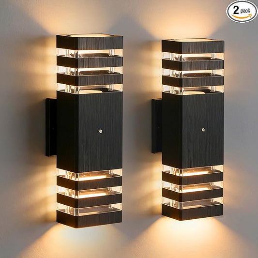 CANMEIJIA Dusk to Dawn Outdoor Sconce Lights 2 Packs,GU10 3000K Exterior Wall Light IP65 Waterproof Aluminum Outdoor House Lights Wall Mount for House Garage Patio Garden