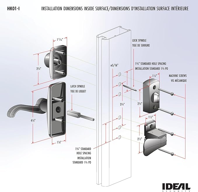 Ideal Security GL Door Lever Set with Keyed Deadbolt Lock for Storm and Screen Doors, Black (4-Piece Set)