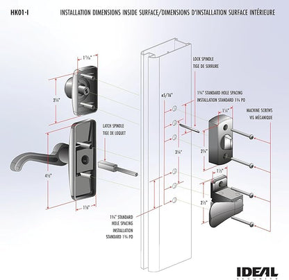 Ideal Security GL Door Lever Set with Keyed Deadbolt Lock for Storm and Screen Doors, Bright Brass (4-Piece Set)