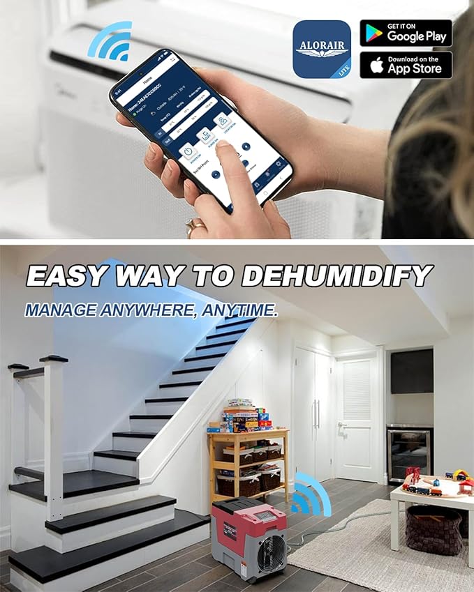 ALORAIR 180 PPD Commercial Dehumidifier Smart APP Control, 28 Gallons Industrial Dehumidifier for Home, Basements, Garages, Crawl Space, Water Damage Restoration, Storm LGR 850X