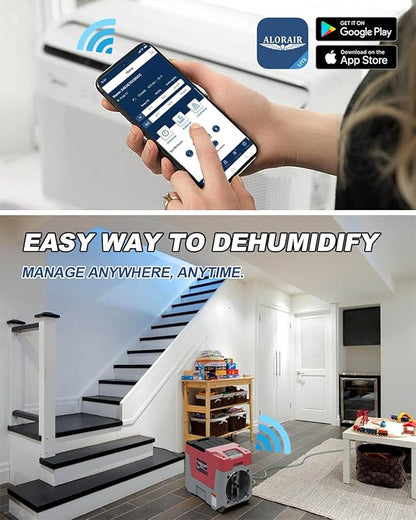 ALORAIR 180 PPD Commercial Dehumidifier Smart APP Control, 28 Gallons Industrial Dehumidifier for Home, Basements, Garages, Crawl Space, Water Damage Restoration, Storm LGR 850X