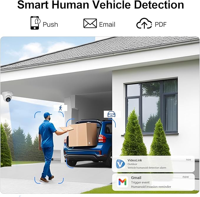 VIKYLIN 4K 8MP IP PoE Camera, Outdoor PoE Security Camera with Motion Detection 2.0, Tripwire, Area Detection, Face Detection, Built in Mic, Starlight 98ft IR Night Vision, N Series Upgrade
